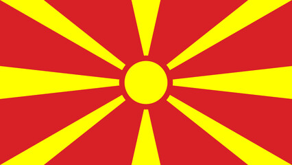 Bright and vibrant flag of North Macedonia displayed prominently, showcasing its unique design with bold colors and striking rays