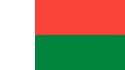 Flag of Madagascar with horizontal red and green stripes representing national identity and culture