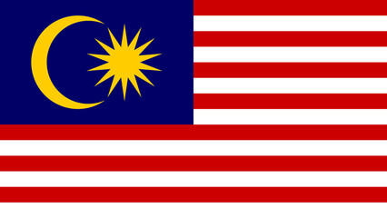 Malaysian flag with blue, red, white colors featuring crescent and star symbol, showcasing national pride