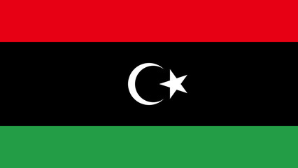 Flag of Libya with symbolic colors representing national identity and history prominently displayed against a vibrant background