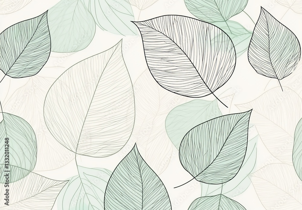 Aufkleber a modern hand-drawn line drawing features an abstract leaf design with a minimalist and trendy one-l