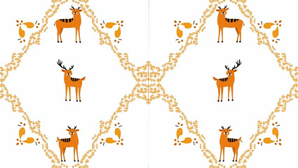 Obraz premium Create seamless ethnic tile patterns featuring animal illustrations from ethnic fauna separated by white space for a minimalist effect concept as Animal illustrations from ethnic fauna are used in a m