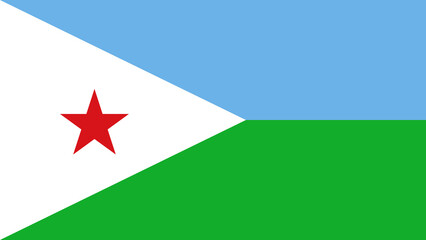 Flag of Djibouti waving against a clear sky, symbolizing national pride and identity in the Horn of Africa