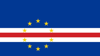 Cape Verde flag featuring blue background and starry circle with red and white stripes