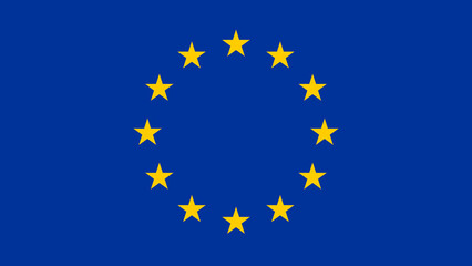 European Union flag featuring blue background and circular arrangement of yellow stars representing unity and cooperation