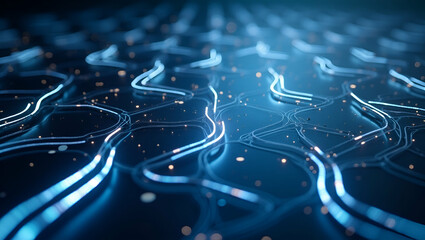 Futuristic Flat Design Tile: Radiant Geometry & Neon Accents