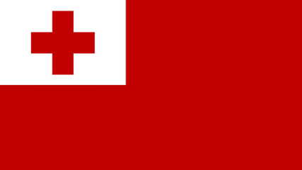 Flag of Tonga displayed against a bright red background, symbolizing national pride and heritage