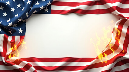 Memorial Day Frame with Patriotic Stripes & Eternal Flame for Inspirational Text - Photo Stock Concept