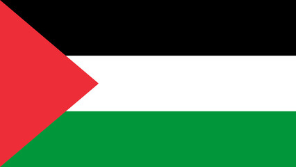 Symbol of Palestinian heritage with flag displaying red triangle, black, white, and green stripes against a simple backdrop