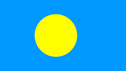 Colorful flag of Palau displaying a bright yellow circle on a vibrant blue background symbolizing the Pacific Island's identity