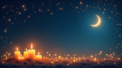 Fototapeta premium Epiphany Frame with Sacred Candles and Stars: Perfect for Personal Messages in Photo Stock