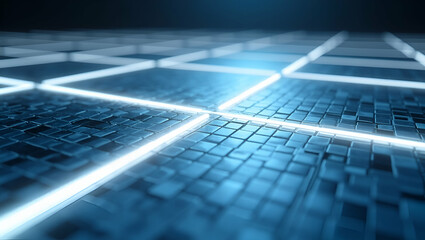 Fototapeta premium Dynamic Futuristic Tile Design: Shifted Offset Squares with Luminous Edges for Promotional Projects