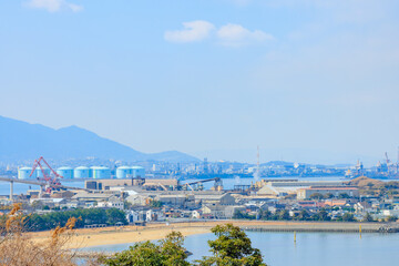 Fototapeta premium 春の彦島ナイス・ビューパークから見た景色 山口県下関市 The view from Hikoshima Nice View Park in spring. Yamaguchi Pref, Shimonoseki City.