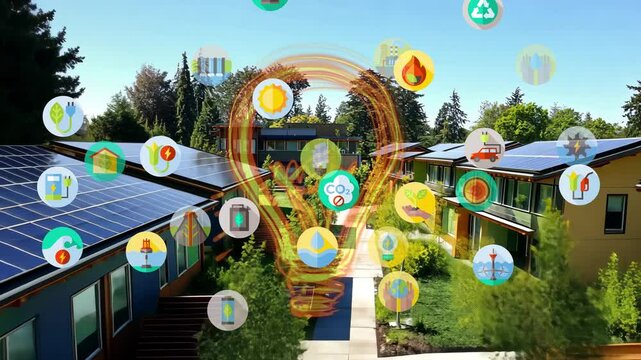 Smart Eco rooftop passive AI solar Save the planet earth in Net zero ESG SDGs plant go green world global low CO2 emission. Future growth Panels cells roof grid sun light electric power supply panel.