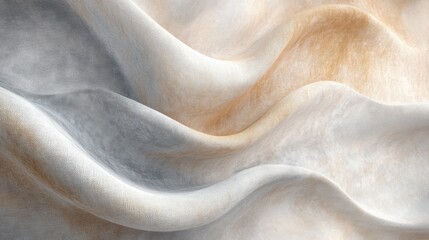 Abstract beige and grey wavy fabric texture.