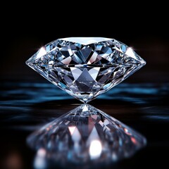 Brilliant Cut Diamond Reflecting Light on a Dark Surface: A Gemstone of Timeless Elegance and Sparkling Beauty