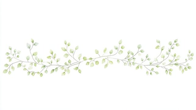 A pattern of green vine and plant elements is depicted in watercolour illustration backgrounds as a line