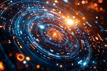 Obraz premium Futuristic swirling digital energy core