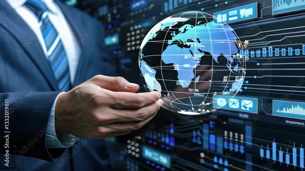 Poster individual showcases innovative data visualization techniques to highlight global networks and techn