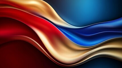 Fototapeta premium Abstract Red Blue Gold Waves Elegant Swirling Fluid Dynamic Design Background Texture Modern Artistic Digital Illustration Premium Quality Graphic 