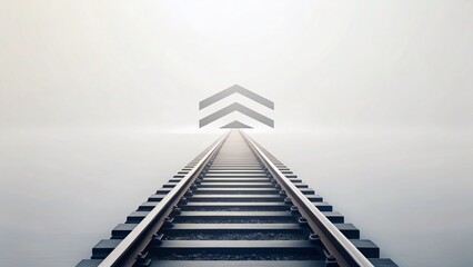 Fototapeta premium Simple Railroad Rail Logo Design, Minimalist Railway Track Symbol, Left-Aligned, White Background