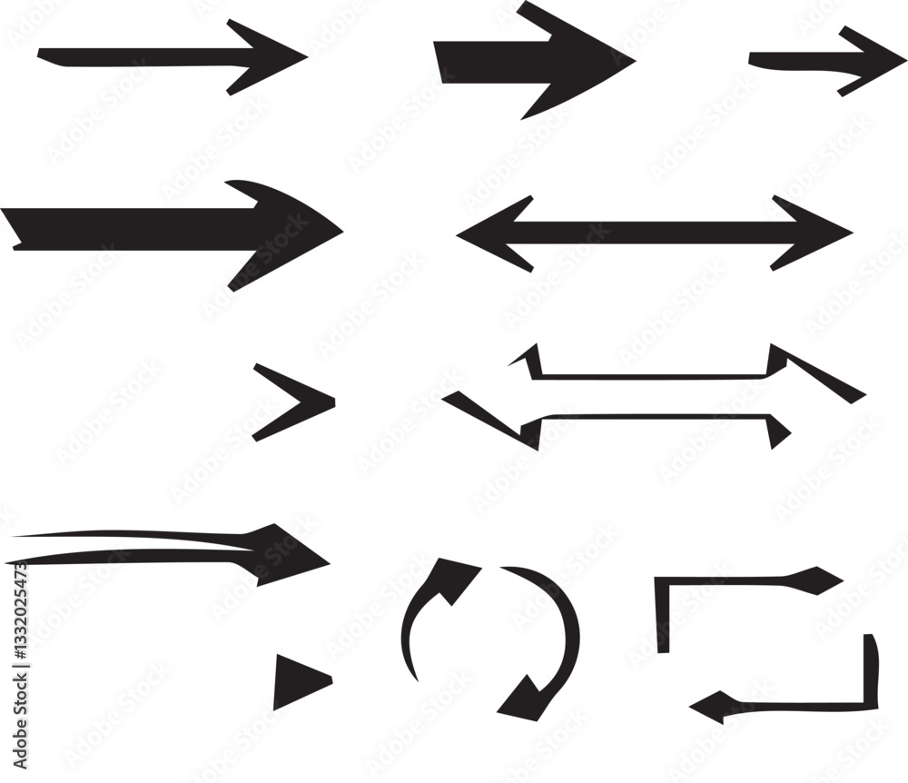 Poster arrow vector elements hand drawn arrows brush stroke curly arrow collection vector set