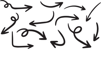 Arrow vector elements hand drawn arrows brush stroke curly arrow collection vector set