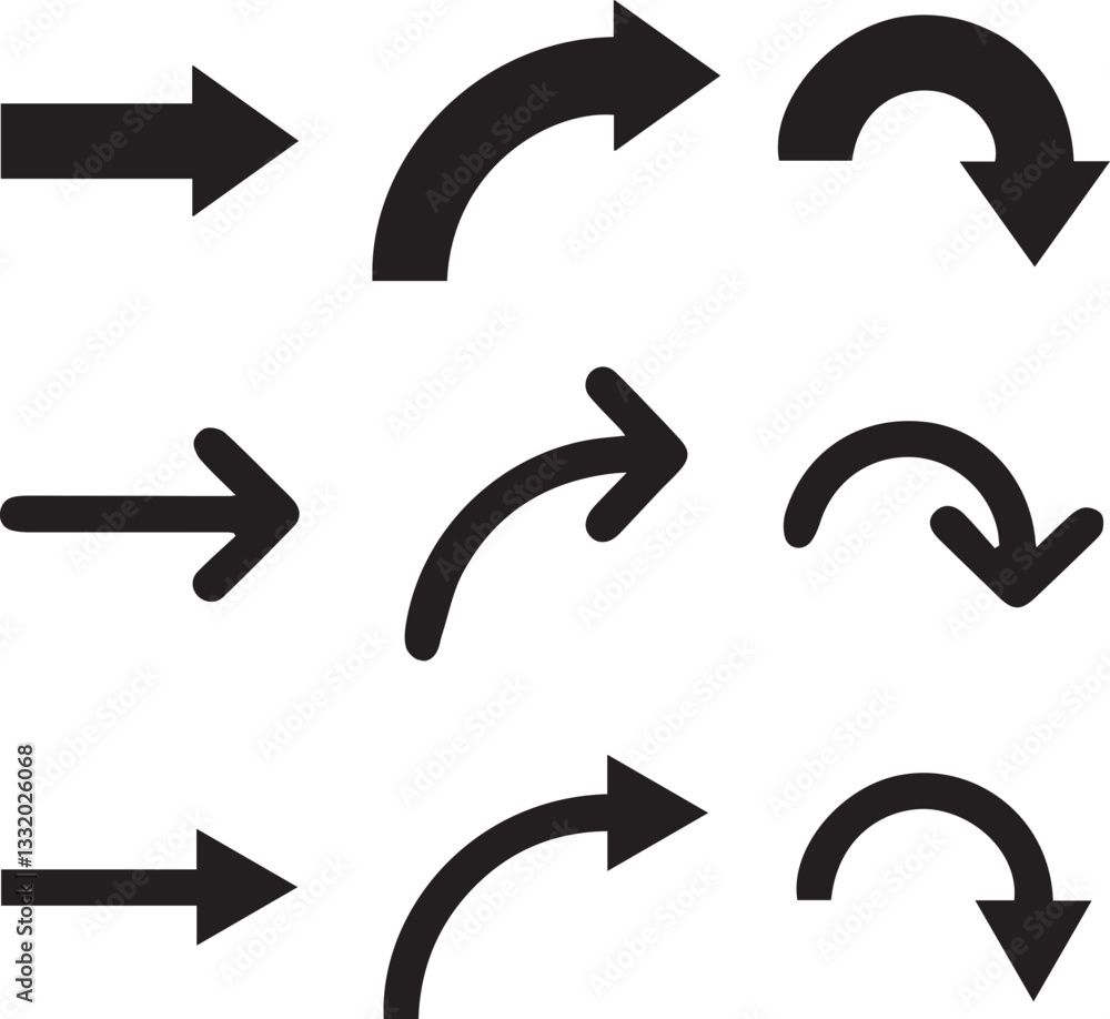 Poster arrow vector elements hand drawn arrows brush stroke curly arrow collection vector set