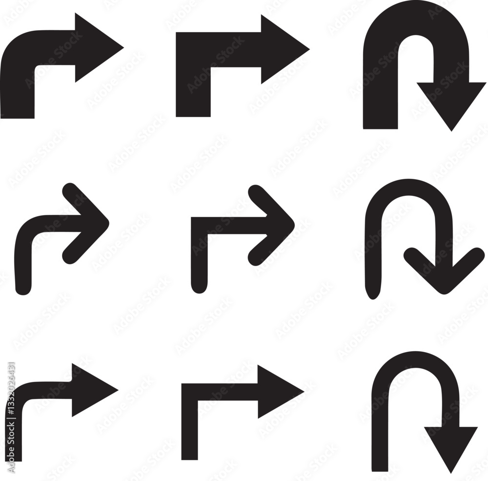 Poster arrow vector elements hand drawn arrows brush stroke curly arrow collection vector set