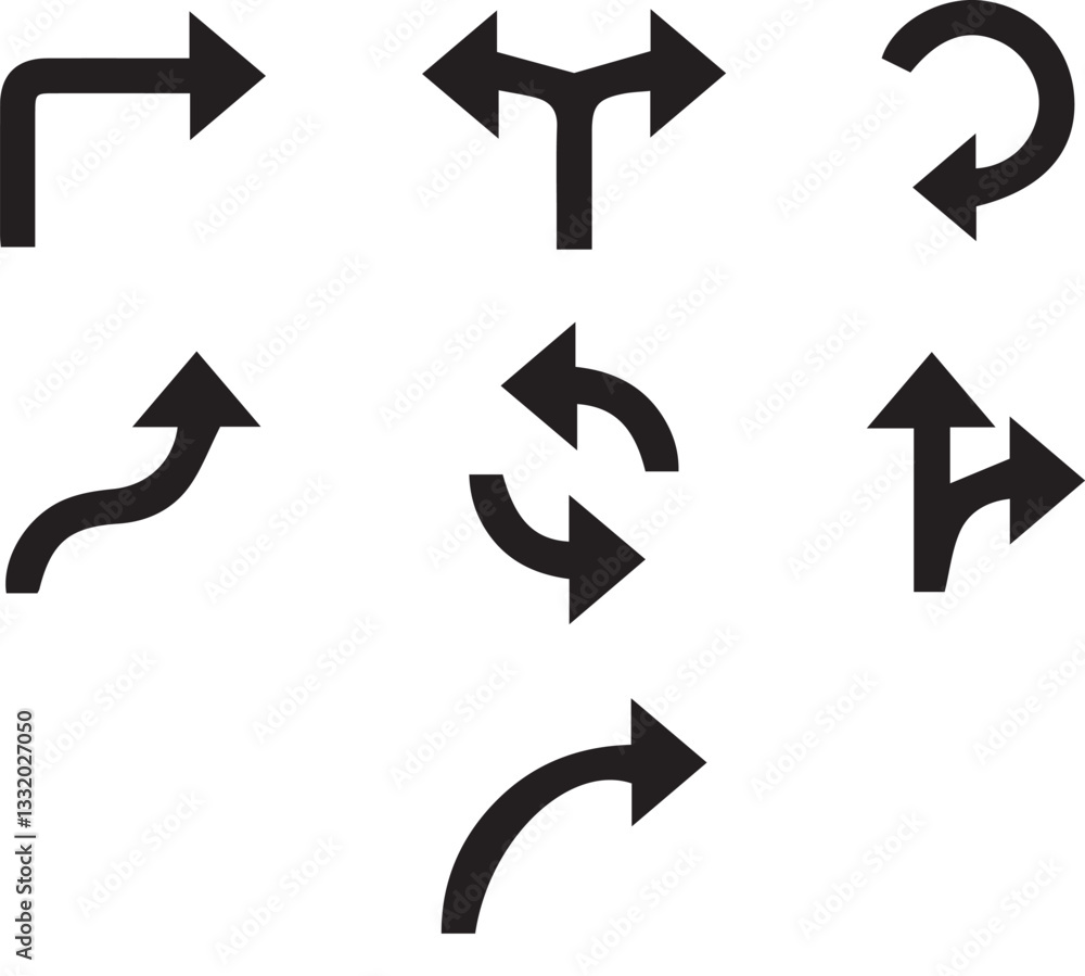 Poster arrow vector elements hand drawn arrows brush stroke curly arrow collection vector set