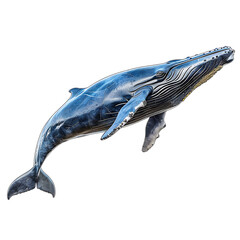 Majestic humpback whale swimming gracefully in the ocean depths, showcasing its powerful fin and stunning colors during a bright sunny day