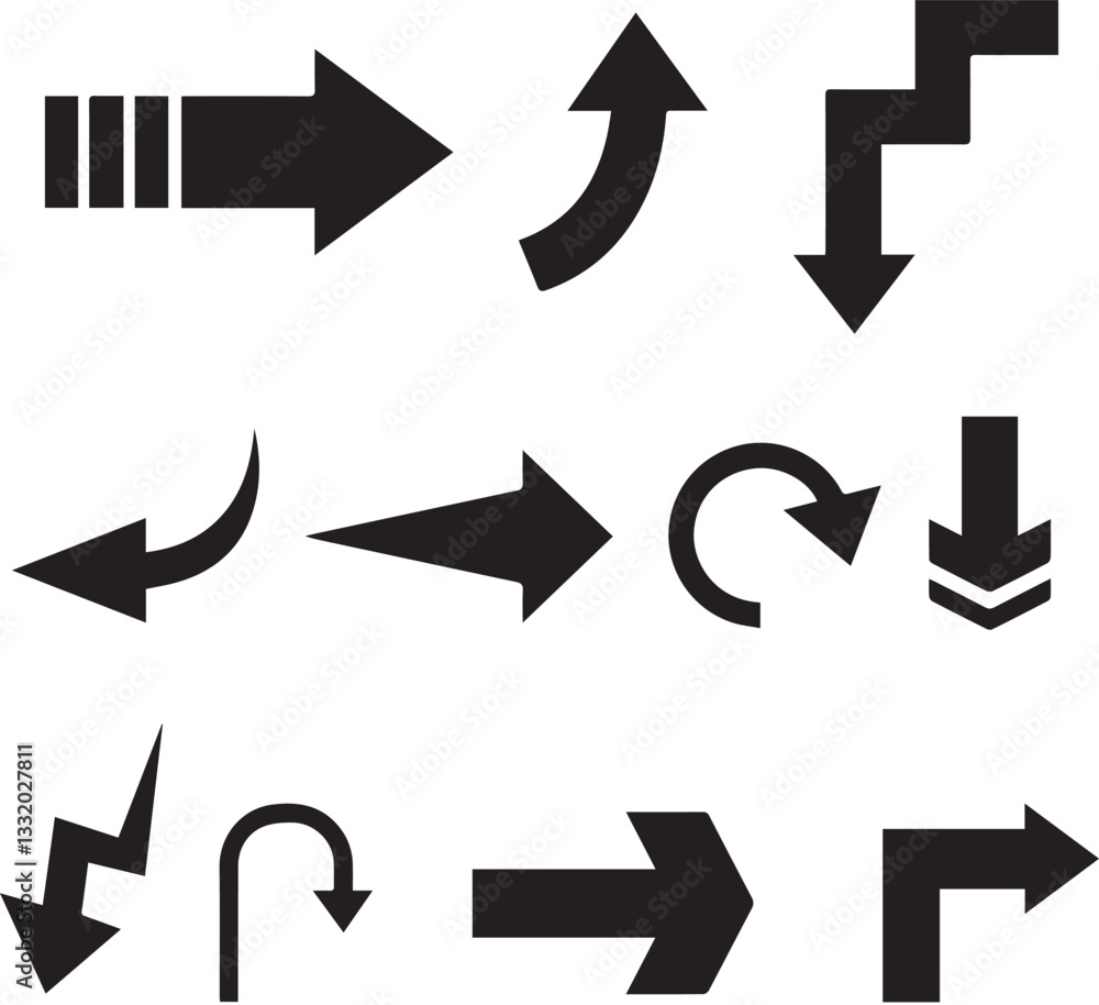 Aufkleber arrow vector elements hand drawn arrows brush stroke curly arrow collection vector set