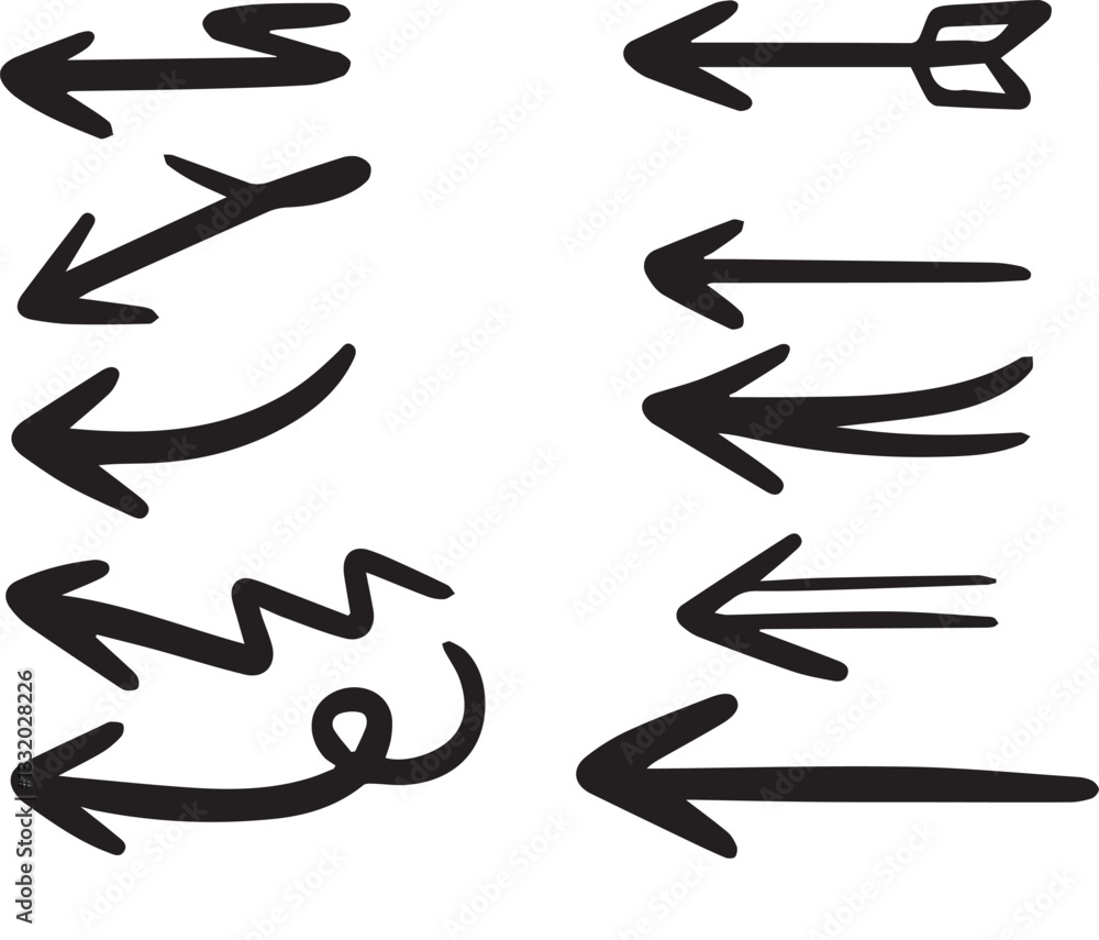 Poster arrow vector elements hand drawn arrows brush stroke curly arrow collection vector set