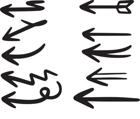 Arrow vector elements hand drawn arrows brush stroke curly arrow collection vector set