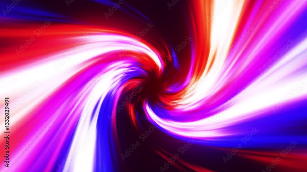 Poster animation of a circular, multi-colored rotating wave. colored lines move in a spiral. neon color of 