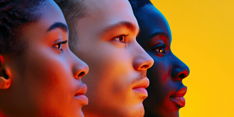 Profile Portraits of Three Individuals with Diverse Skin Tones