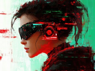 Futuristic surrealism painting blending traditional mediums modern digital effects