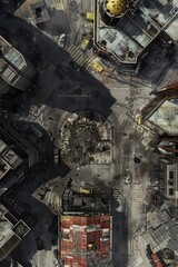 Battlemap: Post Apocalyptic City Zone - Strategic Map for RPG Games