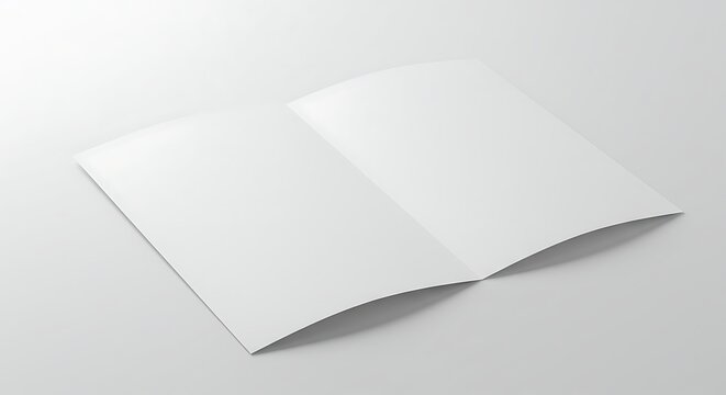Blank White Paper Mockup Folded Leaflet Brochure Design Template 3d a4 page flyer clean empty sheet 