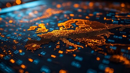 European map overlaid on financial data