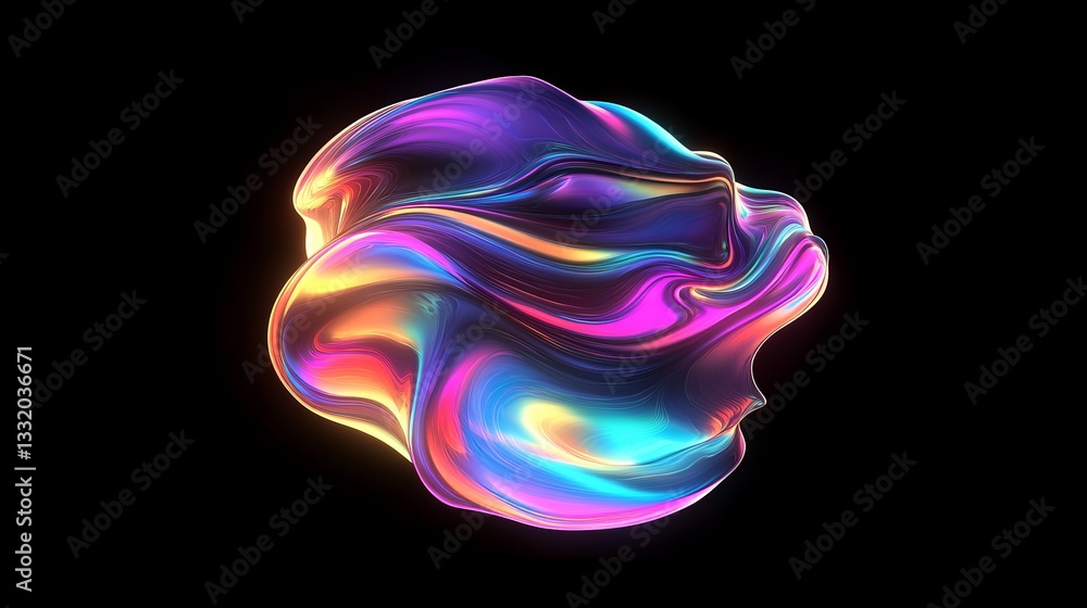 Poster abstract colorful liquid metal swirl design modern artistic background fluid dynamic shiny iridescen