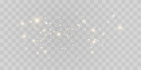 Magical light dust with a soft glow. Floating particles of light. Christmas light effect with sparkling fairy dust shining on a transparent background. Vector illustration in PNG format
