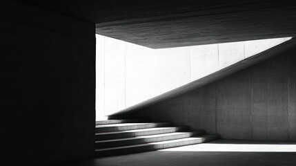 Fototapeta premium Stark concrete steps bathed in dramatic natural light and shadows