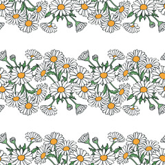 Chamomile seamless pattern. Vector background.
