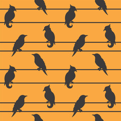 Bird silhouettes seamless pattern. Vector background.