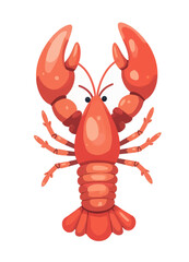 Cartoon Red Lobster On White Background