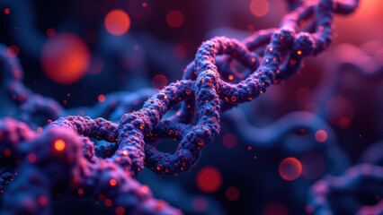 A vibrant depiction of DNA with a colorful and detailed molecular model.