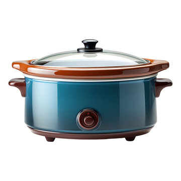 Modern crock pot with glass lid isolated on transparent background