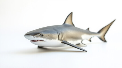 Detailed model of a grey reef shark on white background toy sea fin jaw life fish ocean teeth marine