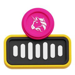 uniswap crypto token 3d icon isolated on the transparent background